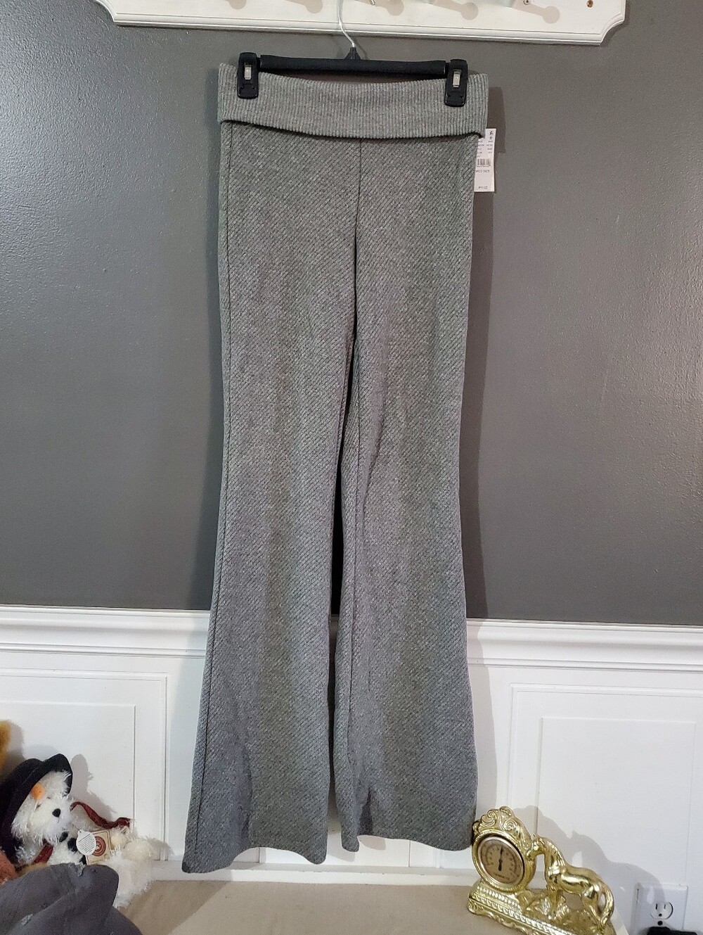 PACSUN Your Favorite Foldover Waistband Textured Flare Pants M